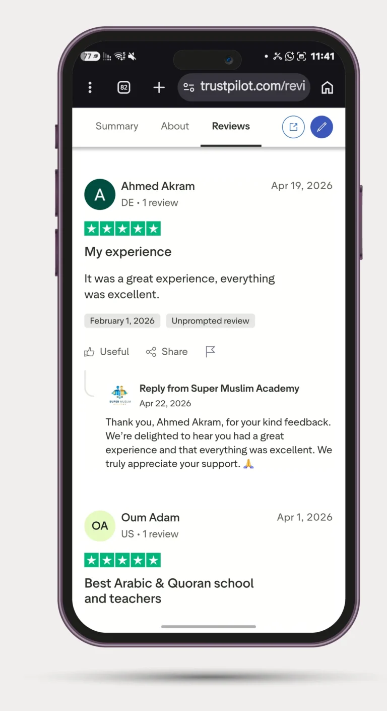 5-star Trustpilot review of Super Muslim Academy