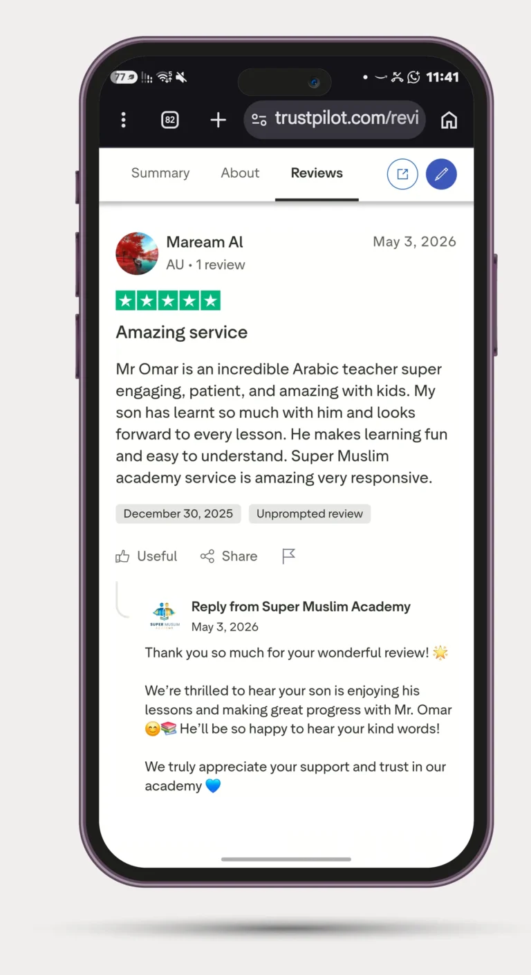 5-star Trustpilot review of Super Muslim Academy